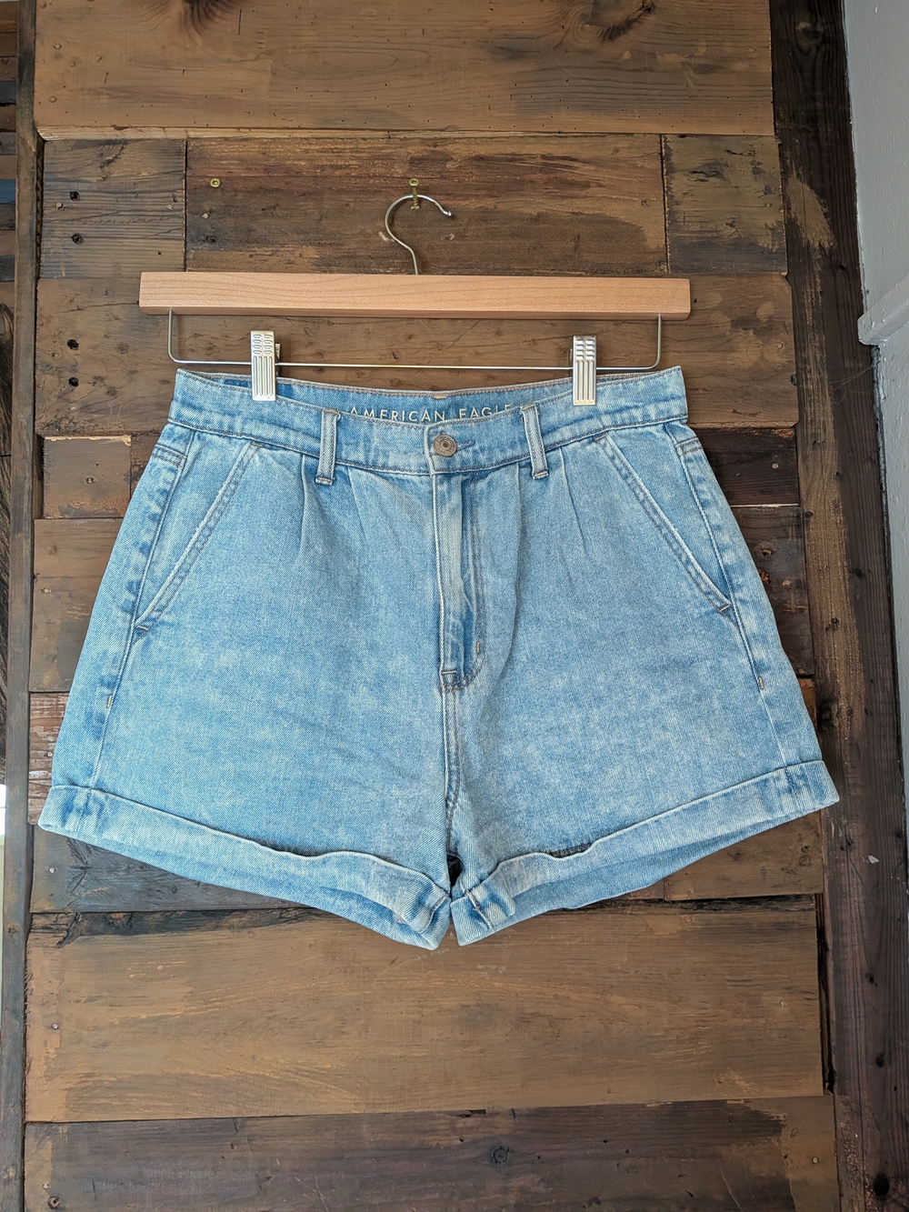 American Eagle Outfitters High-Waist Mom Shorts With Power Embroidery